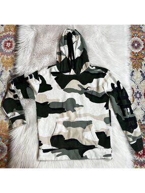 Hollister Womans Hoodie Sweatshirt Camo Multi Pullover Pocket Fleece Small